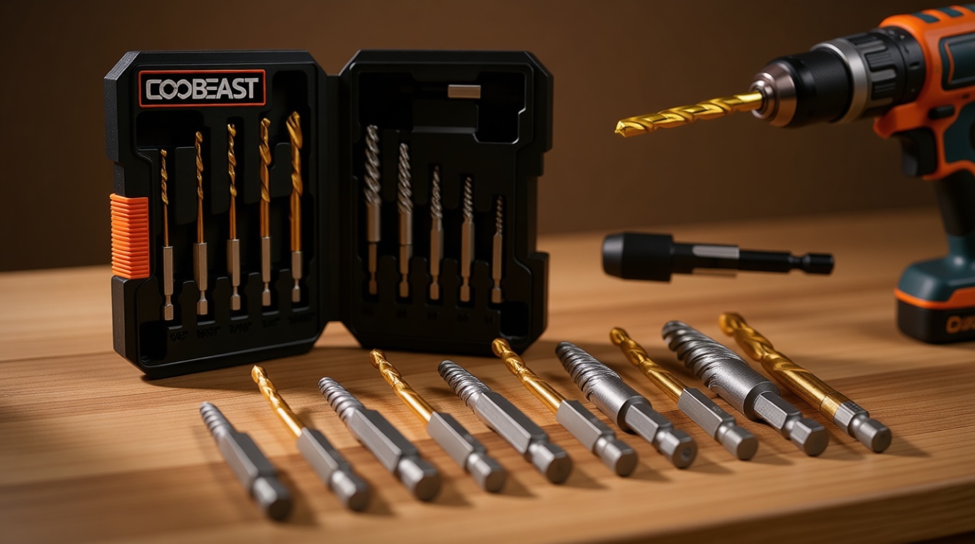 Coobeast 11Pcs Screw Extractor Set, Left Hand Drill Bit and Bolt Extractor Kit Easy to Remove Stripped Broken Damaged Screw Bolt and Nut Out, Reverse Drill Bit Extractor Set with Sturdy Case