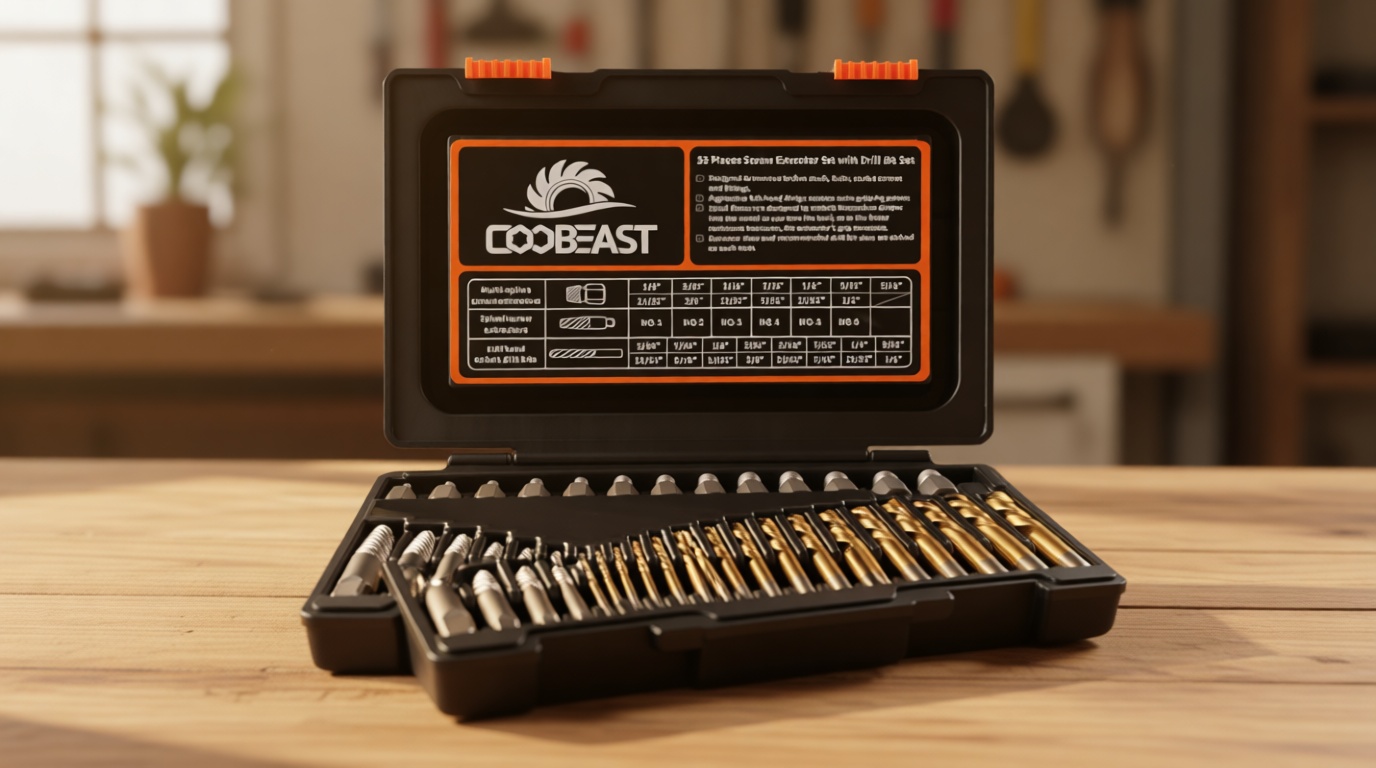 Coobeast 35 Pcs Screw Extractor and Left Hand Drill Bits Set, Easy Out Screw Extractor Kit with HSS Steel Reverse Drill Bit for Broken Nuts, Stripped Bolts Remove
