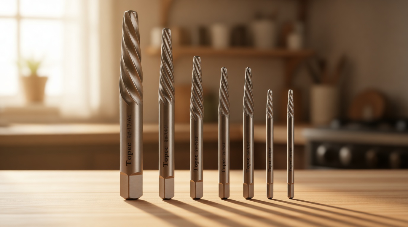 TOPEC Damaged Screw Extractor Set, 7 Piece Easy Out Bolt Extractor for Easily Remove Broken Bolts, Stripped Screws, Studs - Gifts for Men | Fathers Day Gifts for Dad