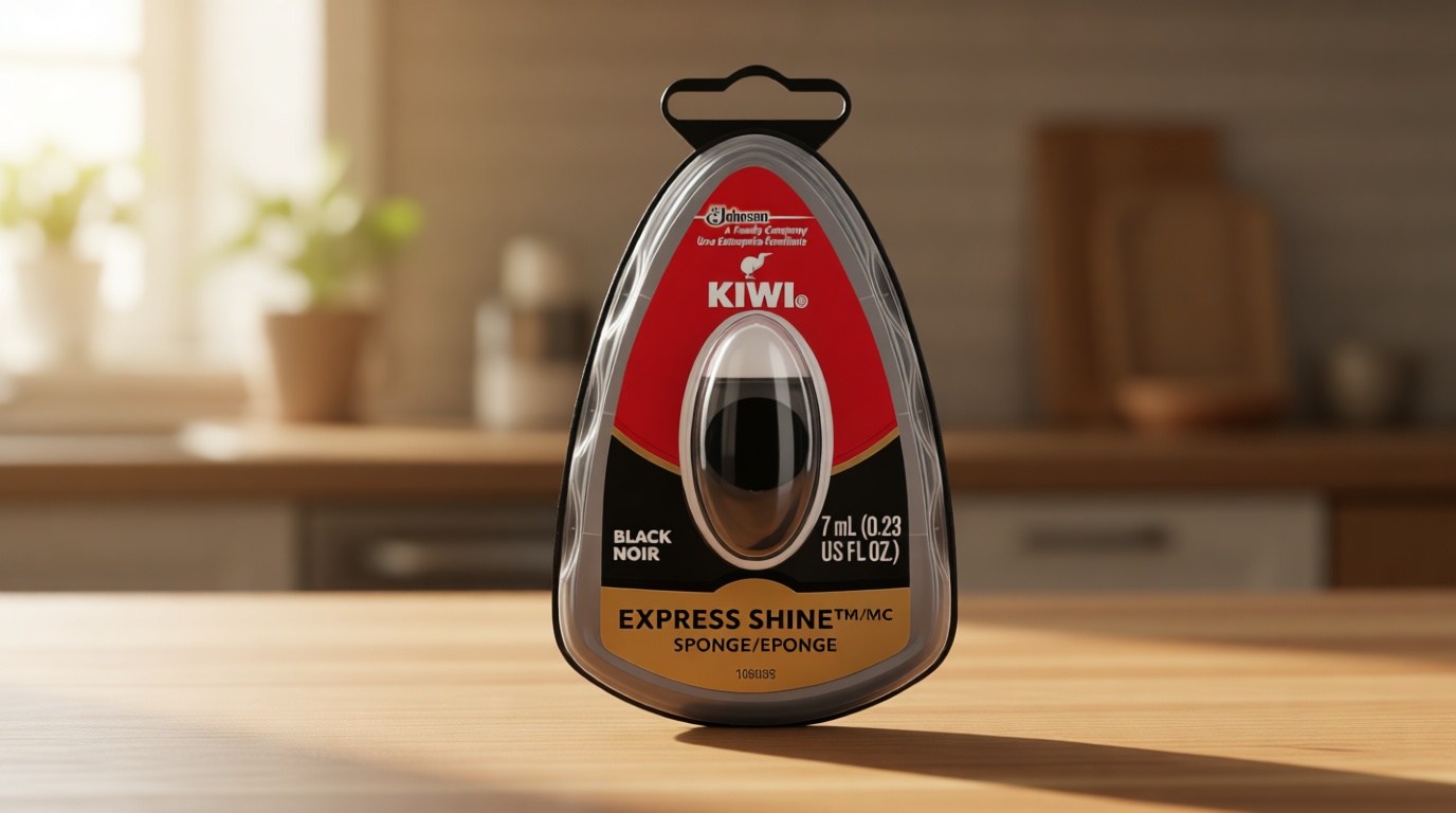 KIWI KIWI Express Shoe Shine Sponge | Leather Care for Shoes, Boots, Furniture, Jacket, Briefcase and More | Black, 0.23 Fl Oz (Pack of 1)