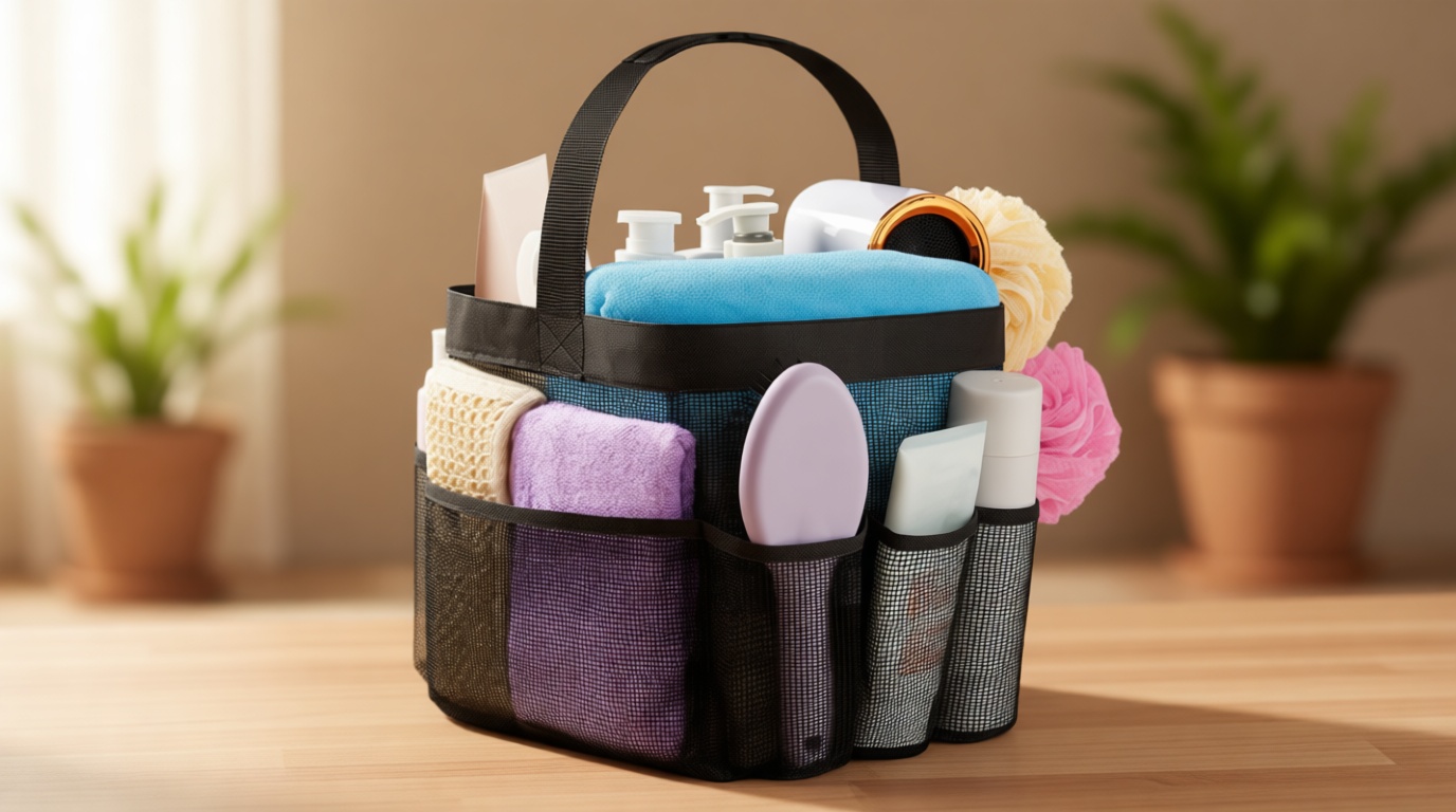 Attmu Mesh Shower Caddy Portable for College Dorm Room Essentials with 8 Pockets, Hanging Caddy Dorm Basket, Quick Dry Shower Bag for Bathroom