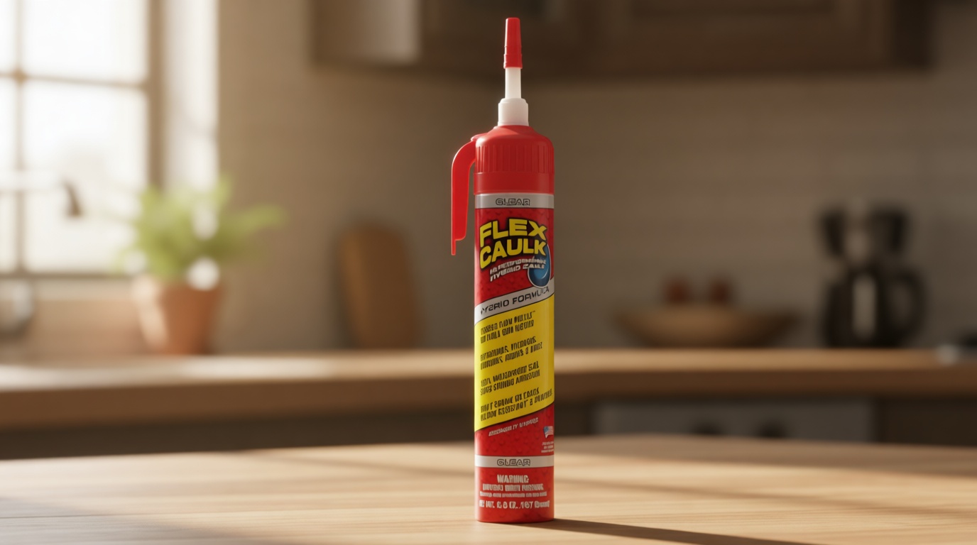 Flex Caulk, Waterproof & Weatherproof Hybrid Polymer Sealant, Strong, Paintable, Indoor, Outdoor, Bath, Shower, Sink, Window, Baseboards, Door, RV, Roof, Wood, Auto & Marine, Clear, 6.6 oz, 1-Pack