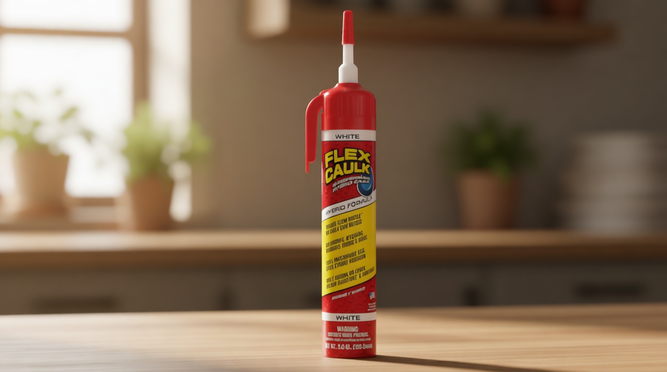 Flex Caulk, Waterproof & Weatherproof Hybrid Polymer Sealant, Strong, Paintable, Indoor, Outdoor, Bath, Shower, Sink, Window, Baseboards, Door, RV, Roof, Wood, Auto & Marine, White, 9 oz, 1-Pack