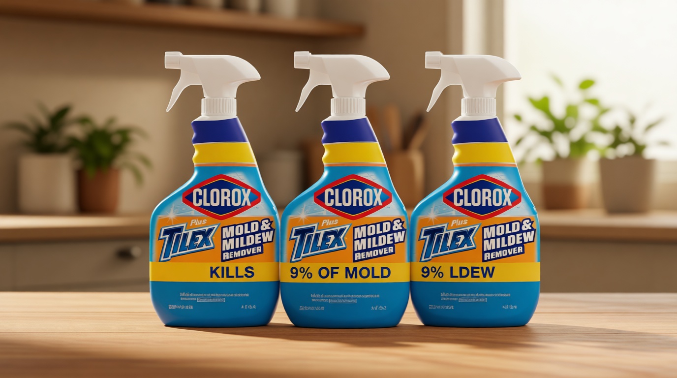 Clorox Plus Tilex Mold and Mildew Remover with Bleach, Spray Bottle, 32 Fluid Ounces, Unscented, Pack of 3