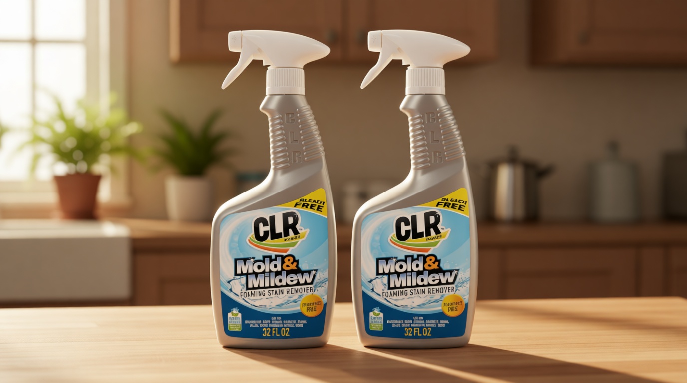 CLR Mold & Mildew Clear, Bleach-Free Stain Remover Spray Works on Fabric, Wood, Fiberglass, Concrete, Brick, Glass, and More - EPA Safer Choice, 32 Fl Oz (Pack of 2) U.S. EPA Safer Choice