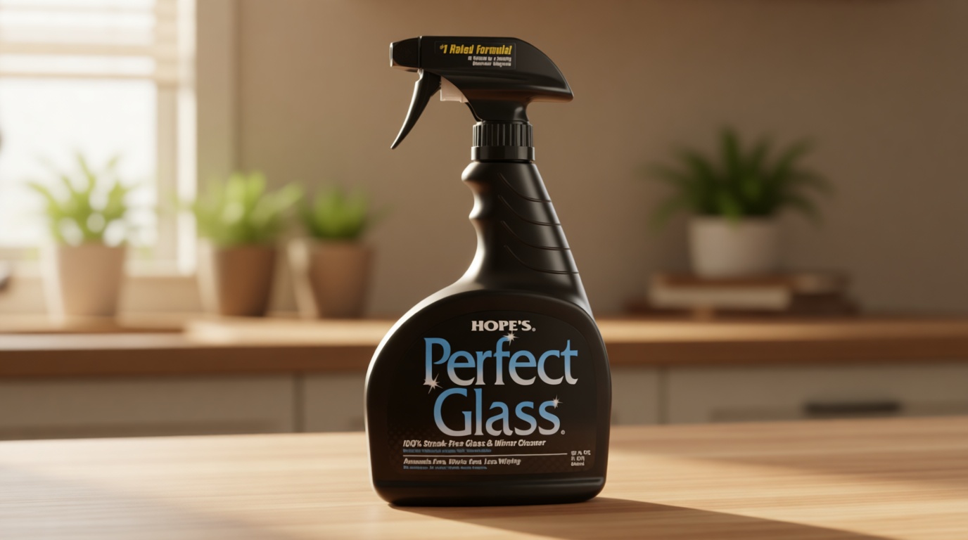 HOPE'S Perfect Glass Cleaner Spray, Streak-Free, Ammonia-Free Window, Mirror, Screen, Tinted Glass, and Shower Door Cleaner, Indoor and Outdoor Glass Surfaces, 32 Fl Oz, Pack of 1