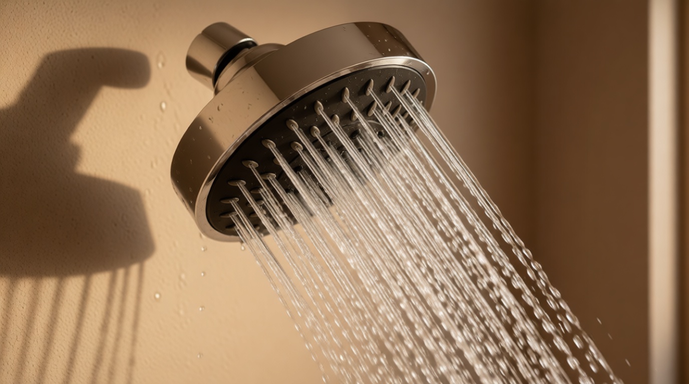WarmSpray High Pressure Shower Head 5 Settings Fixed Showerhead 4 Inch High Flow Bathroom Showerhead with Adjustable Brass Ball Joint for Luxury Shower Experience Even at Low Water Pressure