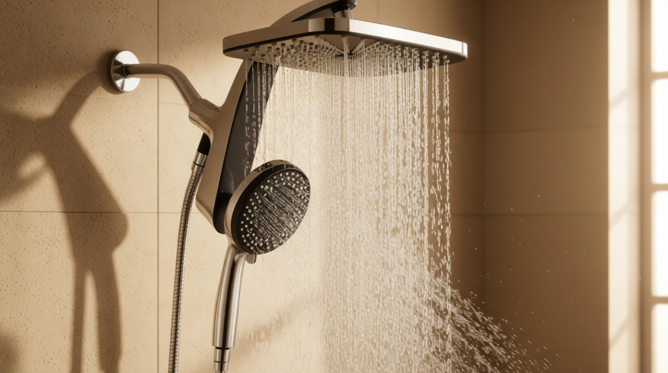 High Pressure Rain Shower Head: Upgrade Shower Heads with Handheld Spray Combo with Fixed Showerhead and 10 Sprays Handheld Shower Head, Detachable Shower head Built-in Magnetic Docking and Power Jets