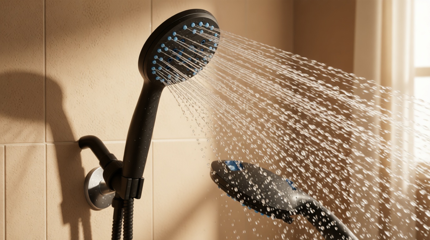 AquaCare High Pressure 8-mode Handheld Shower Head - Anti-clog Nozzles, Built-in Power Wash to Clean Tub, Tile & Pets, Extra Long 6 ft. Stainless Steel Hose, Wall & Overhead Brackets