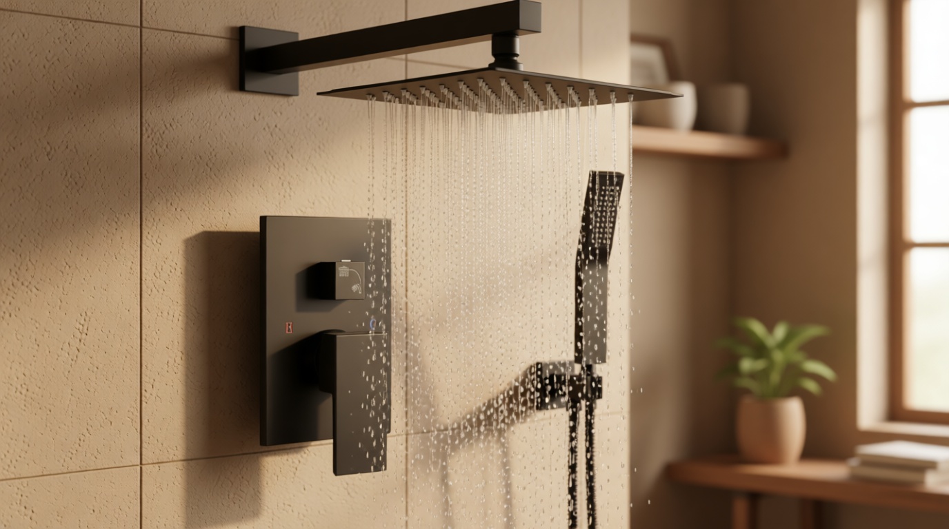 Aolemi Shower Faucet Set Rain Shower System with Handheld Spray Bathroom Shower Combo Rough-in Valve and Shower Trim Kit Included Matte Black 8 Inch Wall Mount Shower Head Recycled Claim Standard Blended