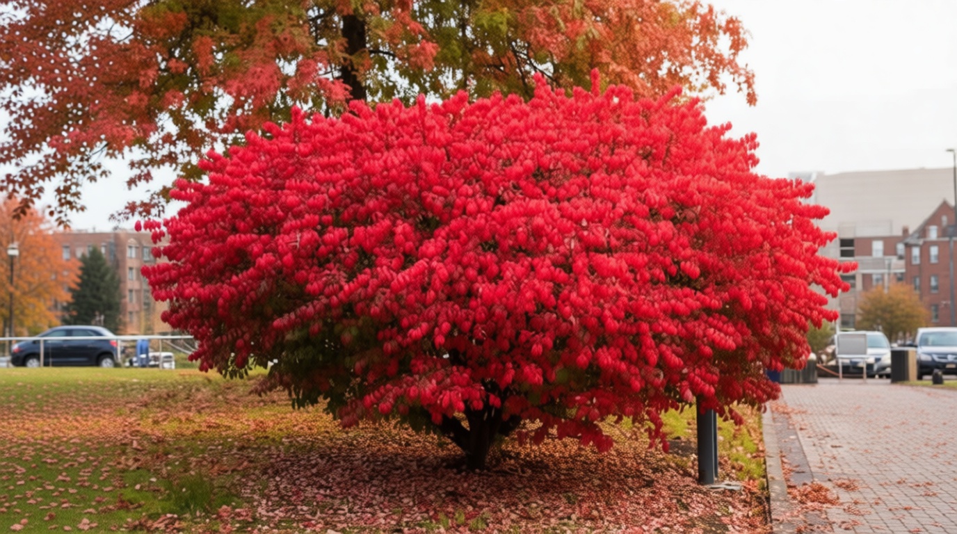 Set 5 Dwarf Burning Bush Shrubs, Bare Roots Plants, 6-10 Inch Burning Bush Plant for Growing Outdoor, Colorful Live Shrub