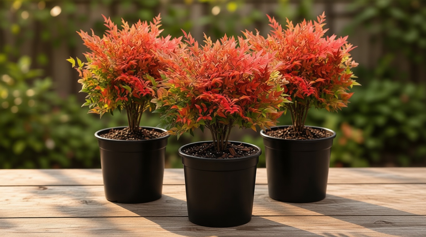 3 Dwarf Nandina Plant Live | 2.5 Inch Potted Nandina Shrubs | Outdoor Bush Plants | Ideal for Front Yards and Low-Growing Landscapes