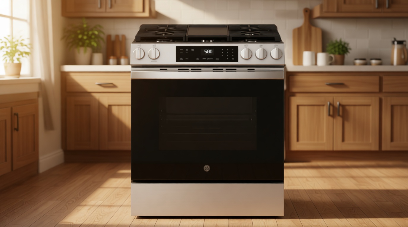 GE 30 in. 5-Burners Slide-in Gas Range in Stainless Steel with Crisp Mode