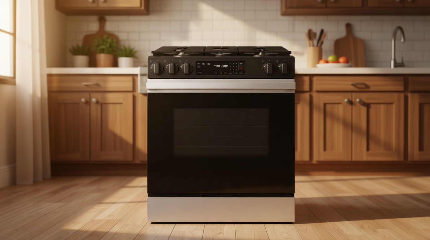 Samsung Bespoke 30″ Slide-In Smart Gas Range, 6.0 cu. ft., 5 Burners with Precision Knobs – Stainless Steel, Model NSG6DG8100SR