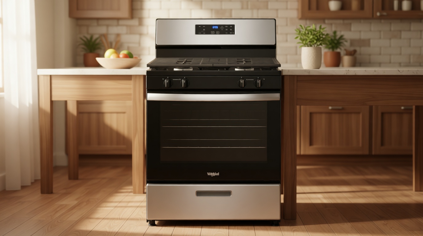 Whirlpool WFG320M0MS 30 Inch Freestanding Gas Range with 4 Sealed Burners, 5.1 cu. ft. Capacity, SpeedHeat™ Burners, Frozen Bake™, Sabbath Mode, Broiler Drawer, and Star-K Certified: Stainless Steel