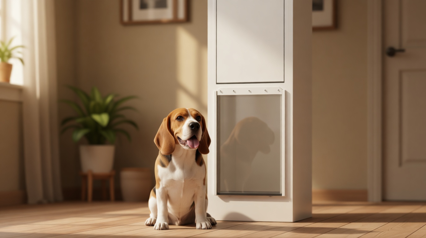 PetSafe Sliding Glass Pet Door - No-Cut DIY Install Doggy Door for Renters - Aluminum Frame - Adjustable Height 75 7/8" to 80 11/16" - Ideal for Large Dogs Up to 100 lb - White