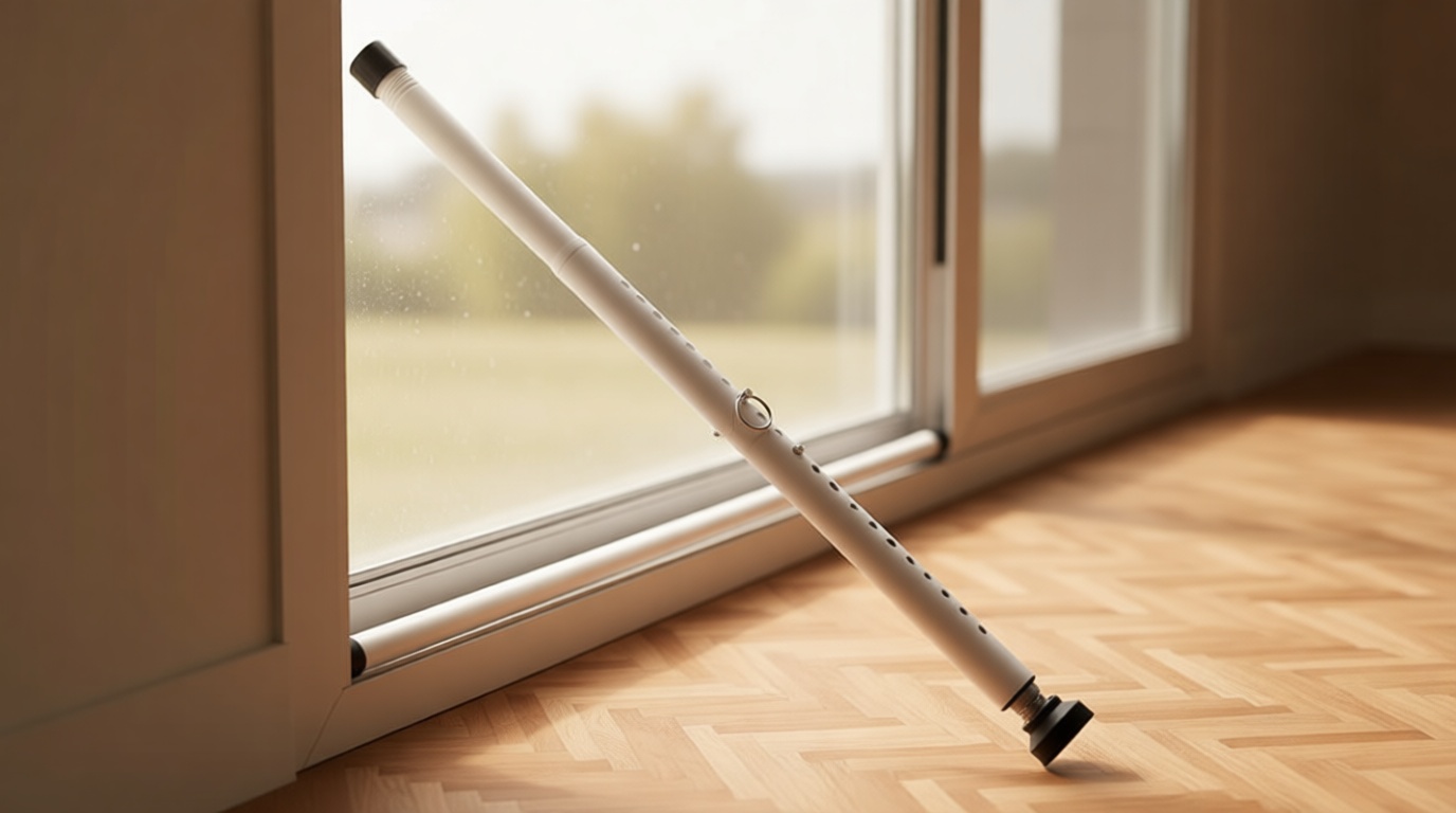 DIIG Sliding Door Security Bar, 17.7-50.5inch Heavy Duty Adjustable Sliding Patio Door Lock Bar with Rubber Tips,Diameter 1inch Window Security Bar for Home Apartment Travel Children Women (White)