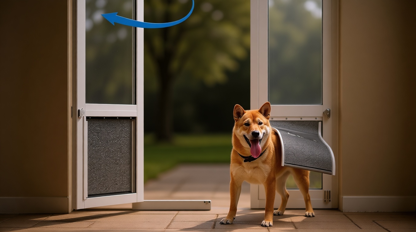 Large Dog Door for Sliding Glass Door,Openable Pet Door for Sliding Glass Doors，All-Metal Framed & Panel & Lock,Adjustable 75 7/8" to 81" Slider Height -Large