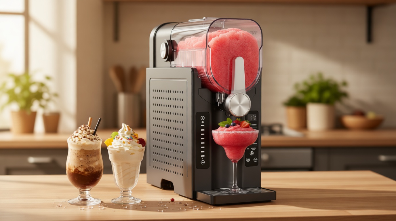 BKPPM Slushie Machine: No Ice Needed Slushy Machine for Home, 6 Preset, Real-Time Temp Display, Auto-Clean | Frozen Margaritas, Cocktails, Frappés, Ice Cream, Smoothies, Milkshakes,Summer Parties