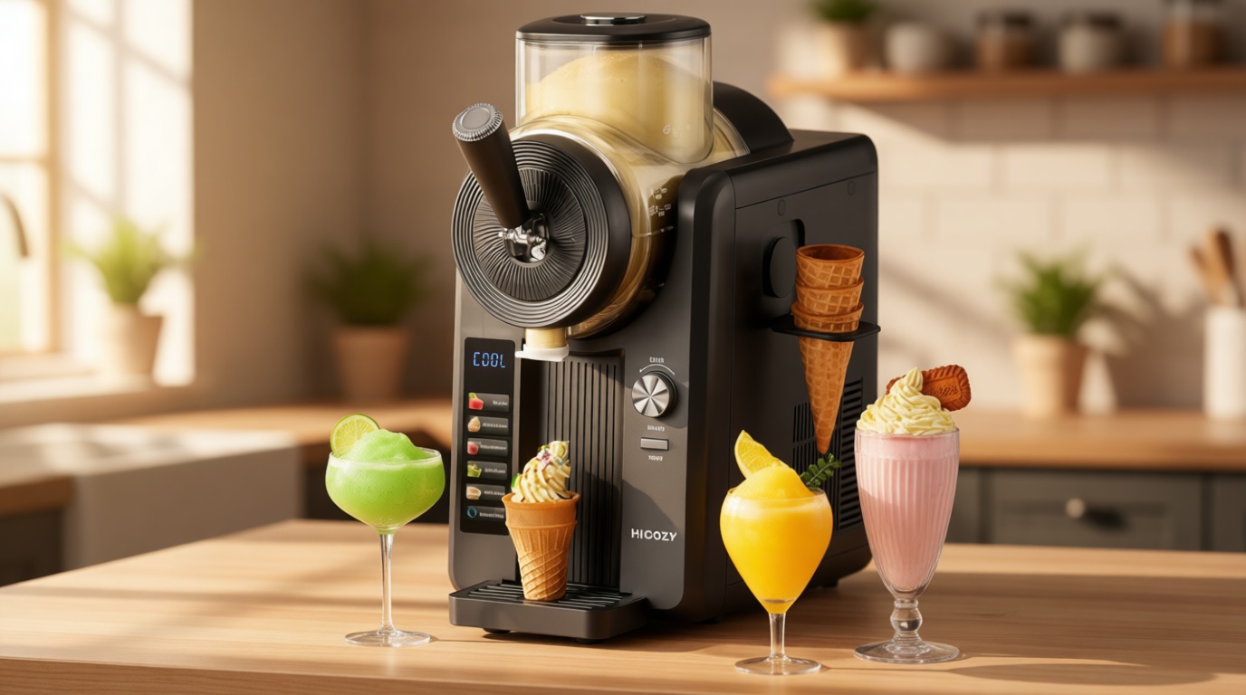 HiCOZY F3 Slushie Machine & Soft Serve Ice Cream Machine, No Ice Needed, Self-Cleaning, 5 Presets for Soft Serve, Frozen Drink, Milk Shake, Margaritas, Frappés and More