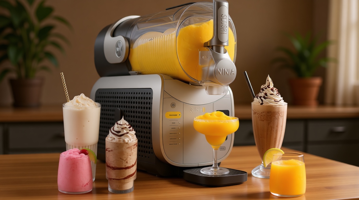 Ninja SLUSHi XL Smart Frozen Drink Maker & Slushi Machine | With SlushAssist Technology |128 oz. Capacity | Sodas, Margaritas, Frappes, Milkshakes & More | Crema | FS601BR