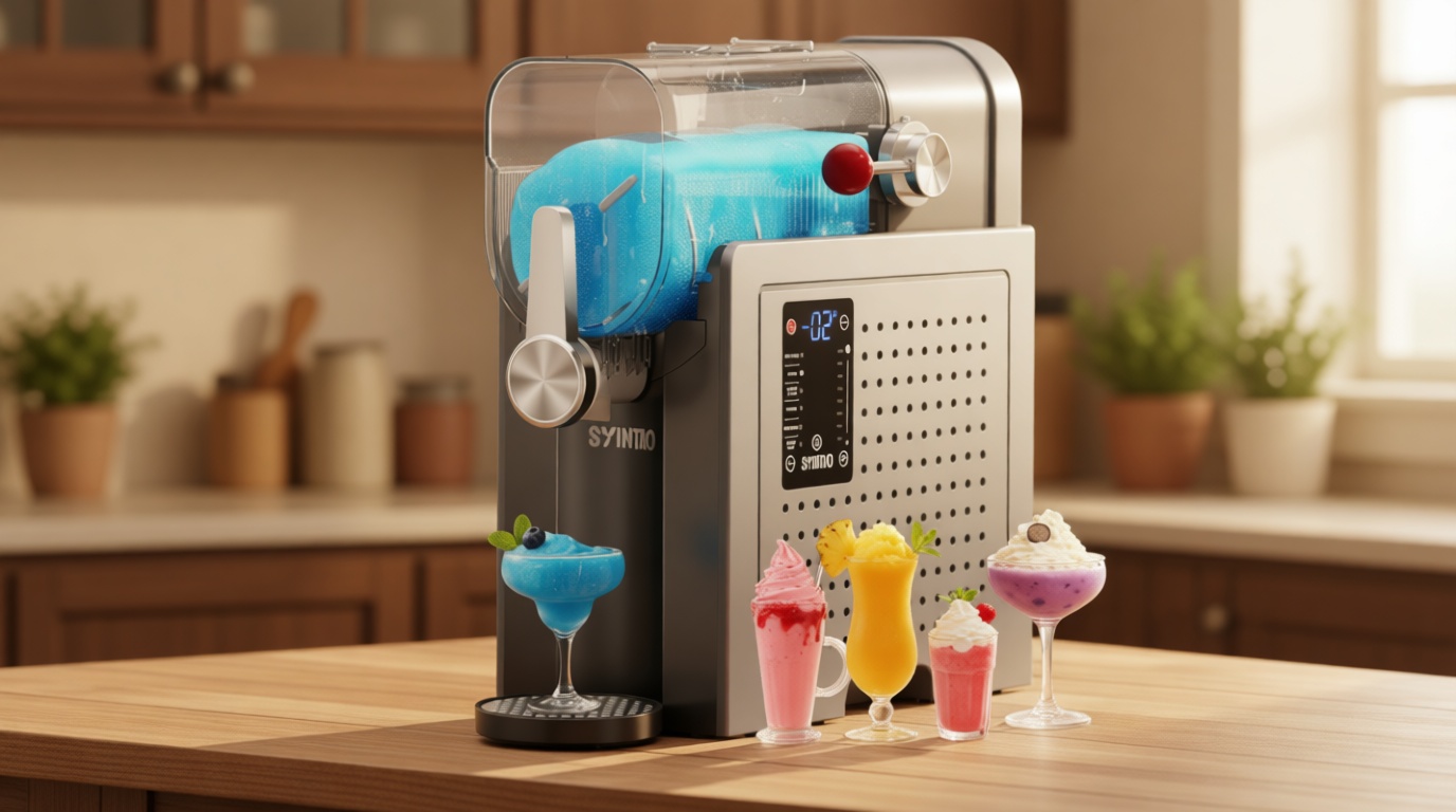 SYINTAO 2-in-1 Slushie & Soft Serve Ice Cream Maker, 96oz Vessel No-Ice-Needed Frozen Drink Machine with LED Display, 6 Preset Modes, Auto-Clean & Delay Timer – Gift for Family