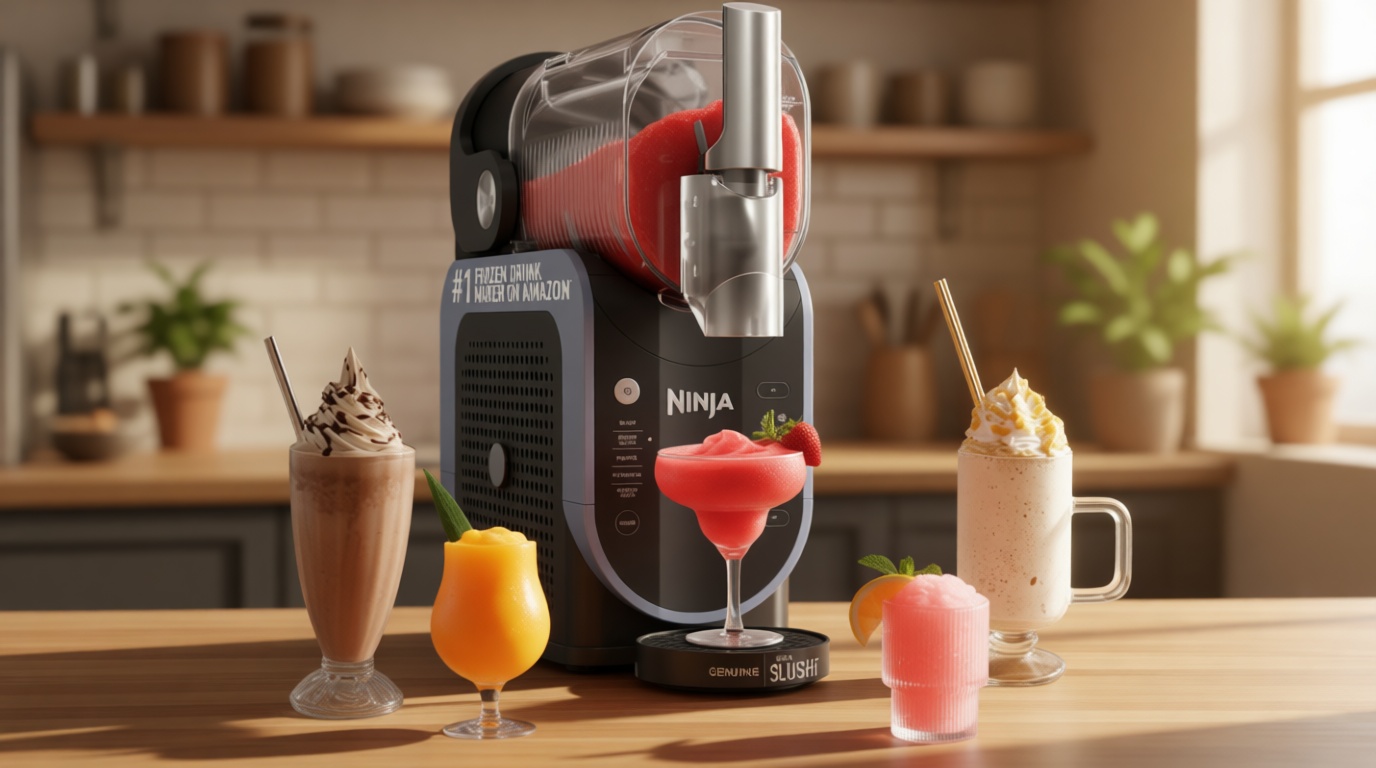 Ninja SLUSHi with RapidChill Technology, 88 oz. Frozen Drink & Slushie Machine, 5 Preset Programs, Margaritas, Frappés, and More, Premium Accents, Black, FS301