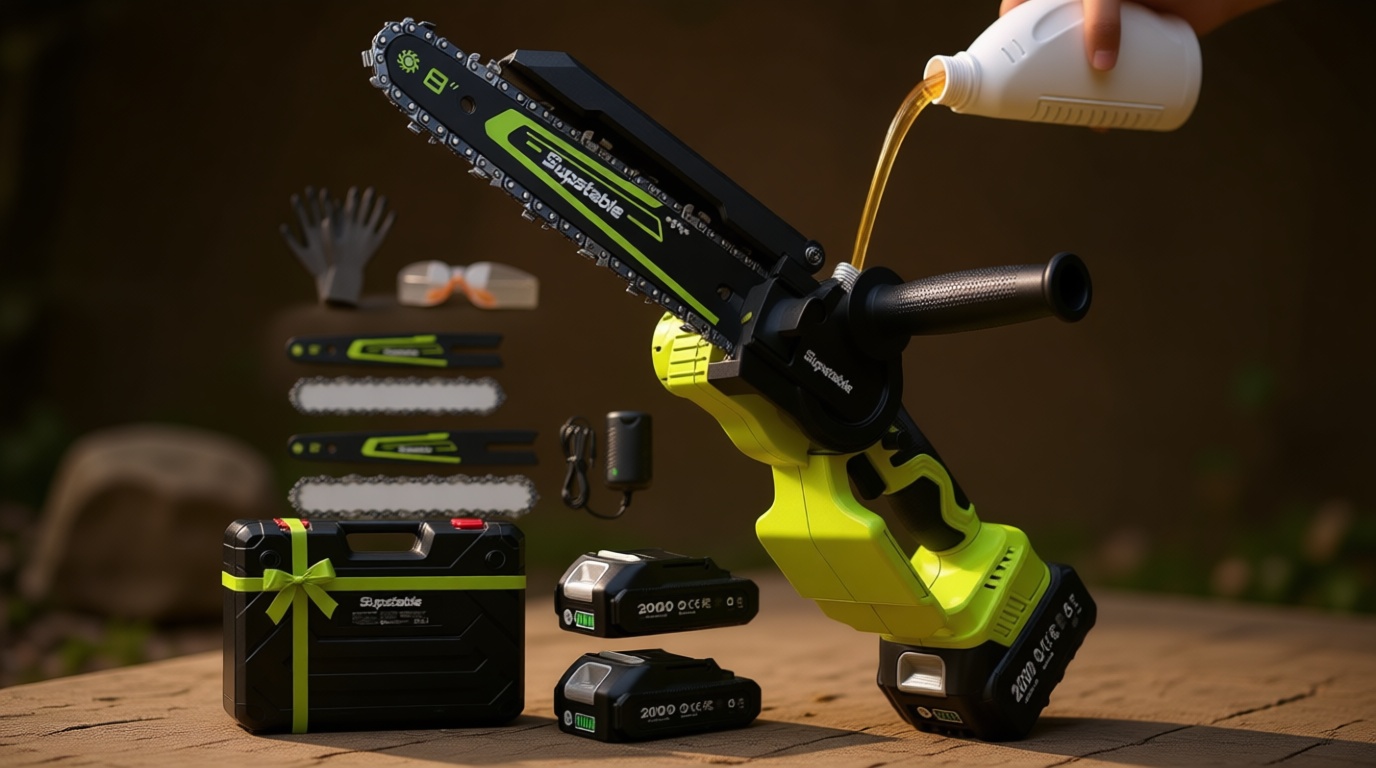 Mini Chainsaw Cordless, 8 Inch & 6 Inch Electric Chainsaw Battery Powered, 1000W Brushless Handheld Power Chain Saw with 2 Batteries, Small Tree Saw for Branch Trimming Wood Cutting