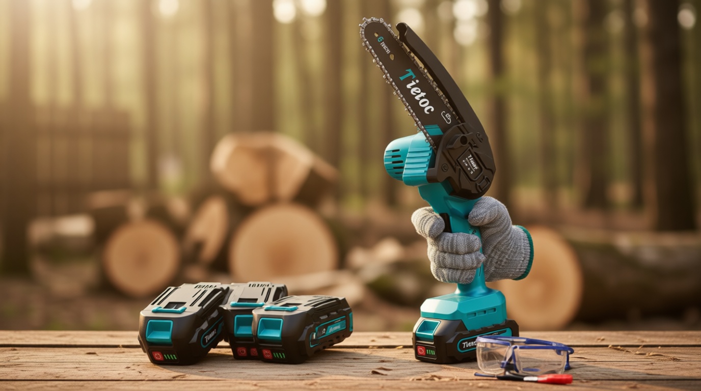 Tietoc Mini Chainsaw 6 Inch Cordless, Portable Electric Chain Saw Small Handheld Battery Powered Super Saws, Stocking Stuffers for Adults Men Gifts for Men Dad Husband Fathers Women Mom 2025
