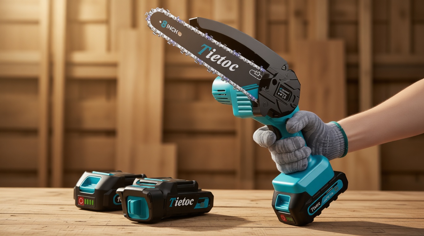 Mini Chainsaw Cordless, 8 Inch & 6 Inch Portable Electric Chainsaw,Battery Powered Handheld Power Chain Saw with 2 Batteries and Auto Oil,for Tree Trimm,Cutting Wood,Garden Tool,Gift for Men Women