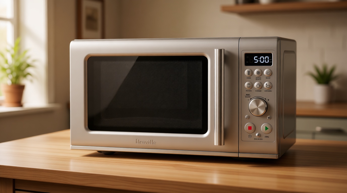 Breville BMO650SIL Compact Wave Soft Close Countertop Microwave Oven, Silver