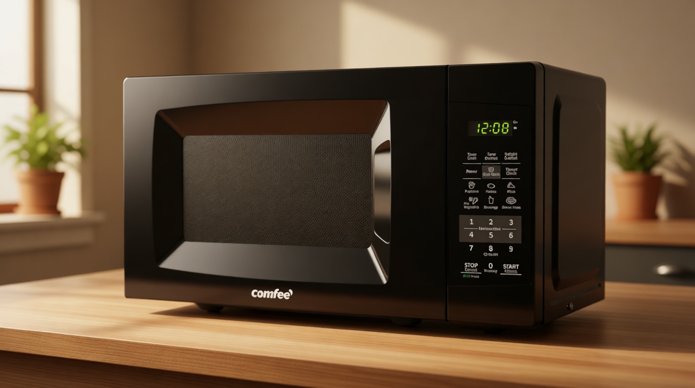 COMFEE' EM720CPL-PMB Countertop Microwave Oven with Sound On/Off, ECO Mode and Easy One-Touch Buttons, 0.7cu.ft, 700W, Black