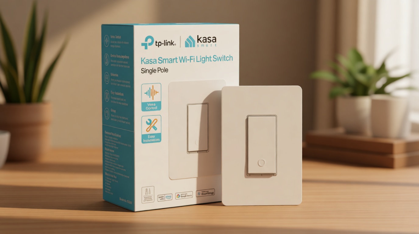 Kasa Smart Light Switch HS200, Single Pole, Needs Neutral Wire, 2.4GHz Wi-Fi Light Switch Works with Google Home, UL Certified, No Hub Required, White