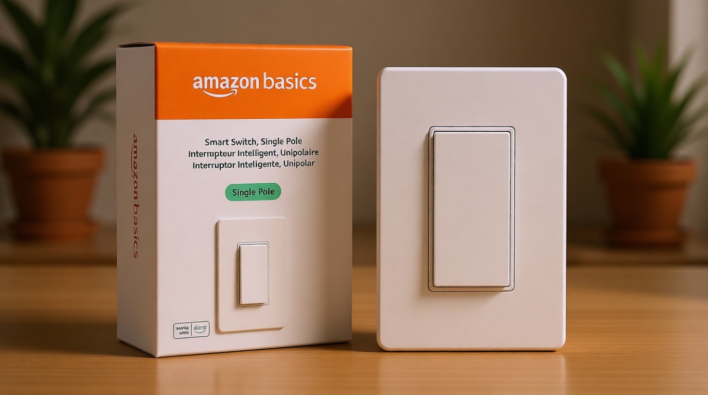 Amazon Basics Smart Light Switch, Single Pole, Works with Alexa Only, Voice Control, Schedule, 2.4 GHz Wi-Fi, No Hub Required, Easy to Install, White