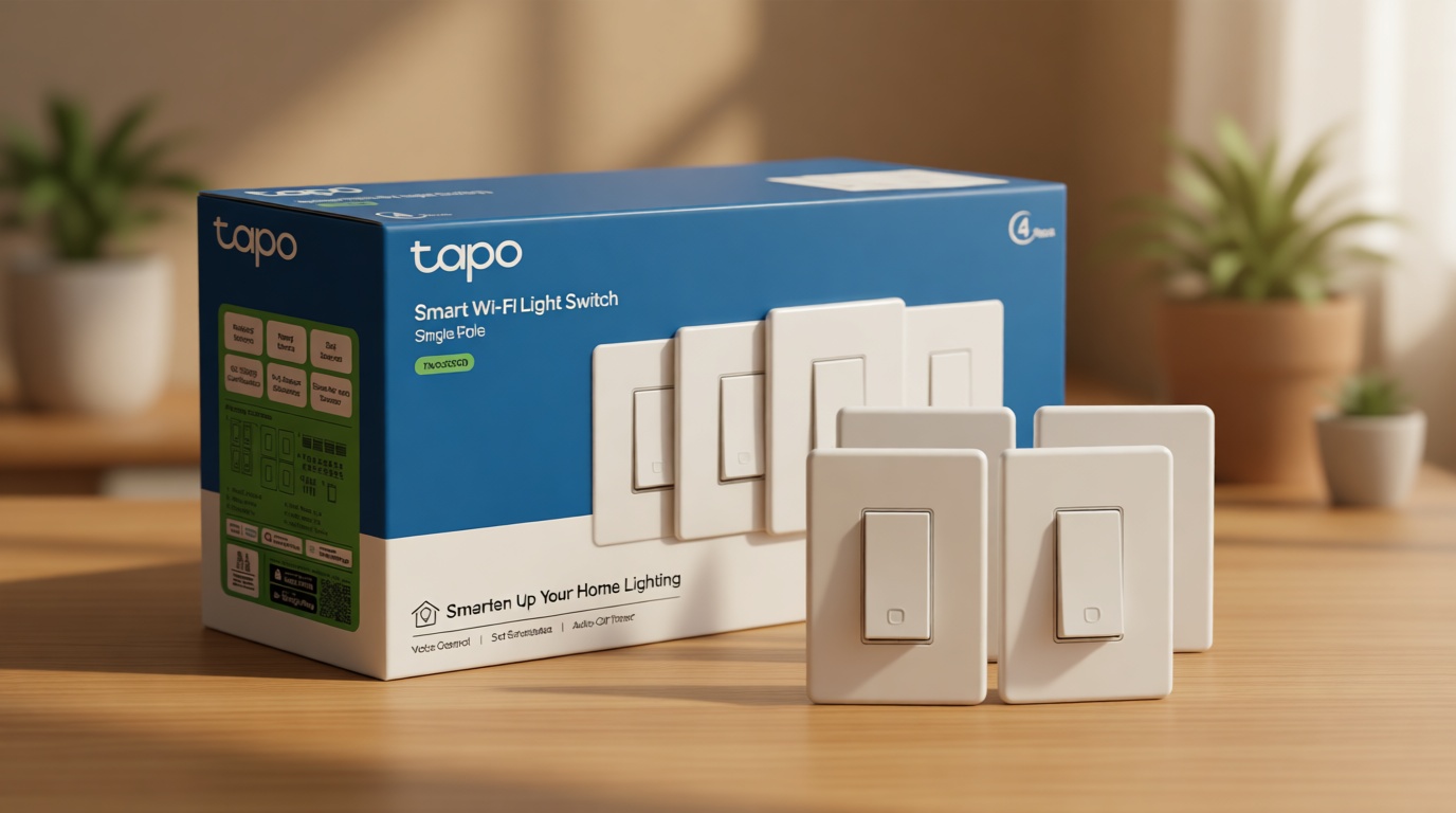 TP-Link Tapo Smart Light Switch, Single Pole, Neutral Wire Required, 2.4GHz Wi-Fi Light Switch Compatible with Alexa and Google Home, UL Certified, No Hub Required, White, Tapo S500(4-Pack)