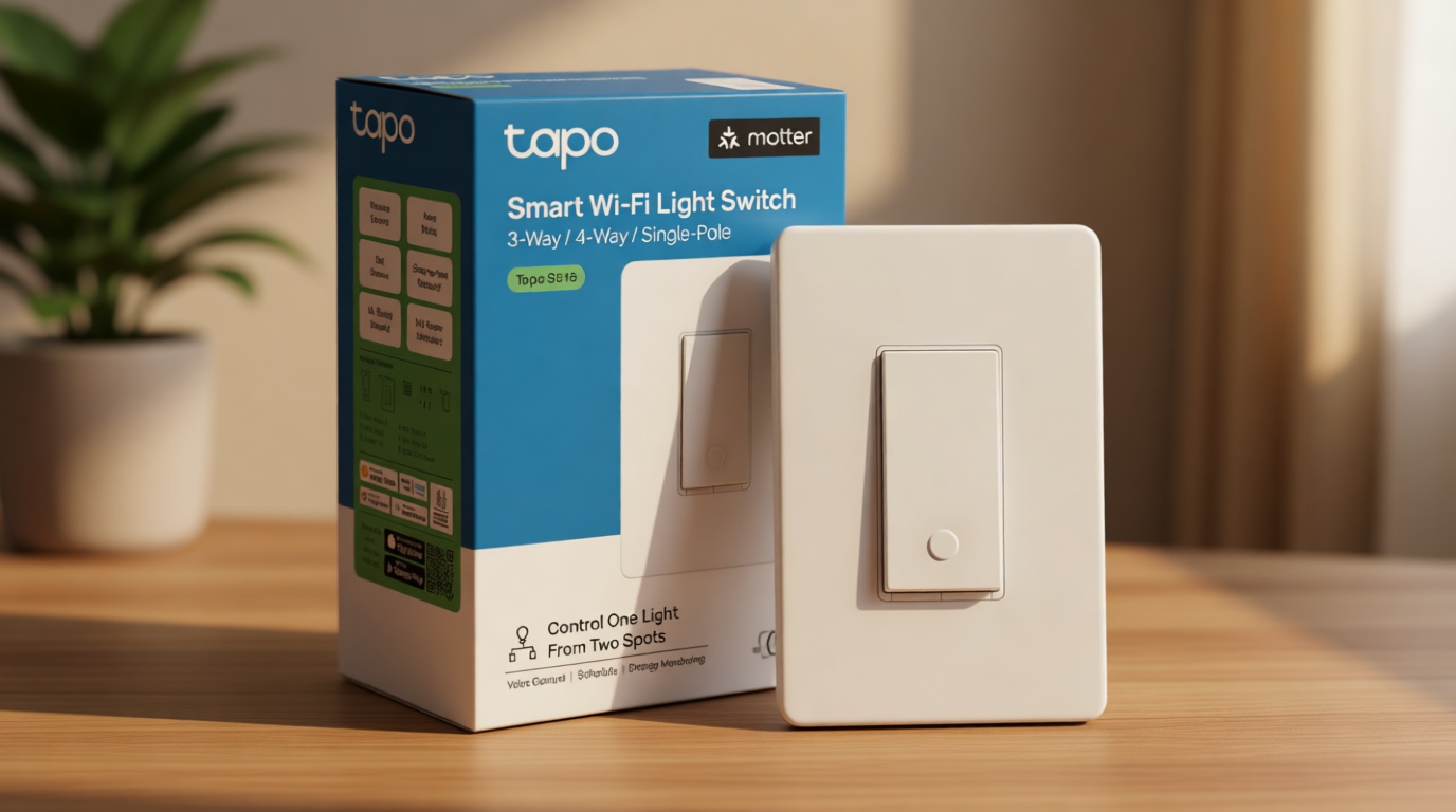 TP-Link Tapo Smart Switch, Single-Pole/3-Way/4-Way, Matter Compatible, Energy Monitoring, Neutral Wire Required, Works with Alexa, Siri, Google Home, SmartThings, UL Certified, 2.4GHZ Wi-Fi, Tapo S515