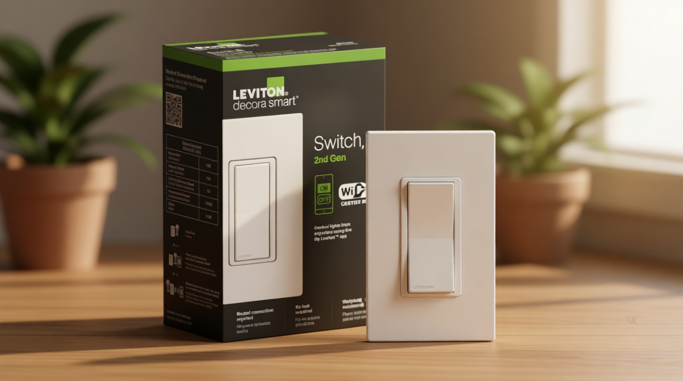 Leviton Decora Smart Switch, Wi-Fi 2nd Gen, Neutral Wire Required, Works with Matter, My Leviton, Alexa, Google Assistant, Apple Home/Siri & Wired or Wire-Free 3-Way, D215S-1RW, White