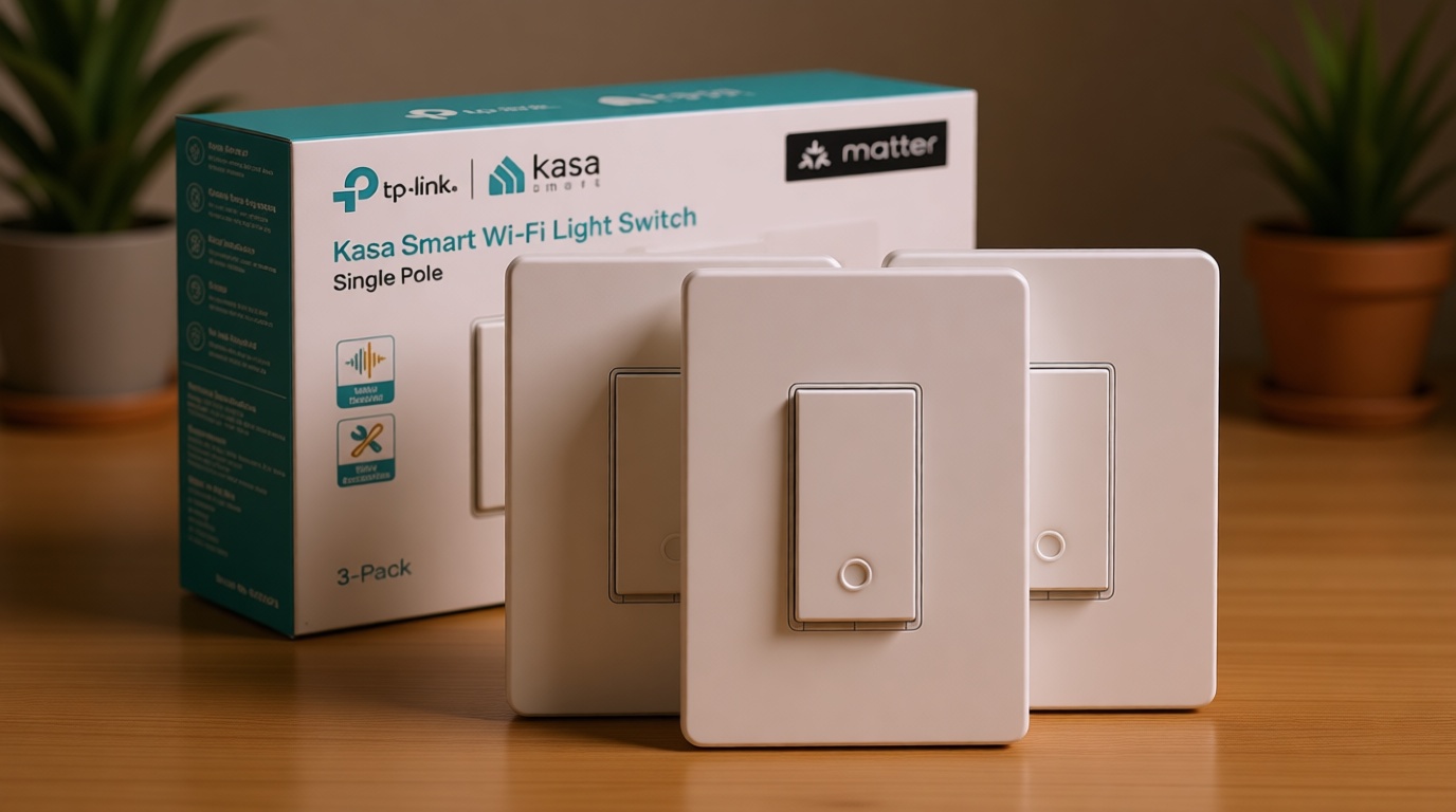 Kasa Matter Smart Light Switch: Voice Control w/Siri, Alexa & Google Assistant, UL Certified, Timer & Schedule, Easy Guided Install, Neutral Wire Required, Single Pole, 2.4GHz Wi-Fi, 3-Pack