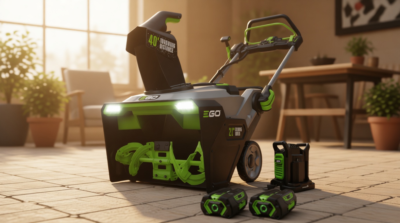 EGO POWER+ 21" Electric Snow Blower, Cordless Steel Auger, Includes (2) 56V 5.0Ah Batteries and Dual Port Charger - SNT2112