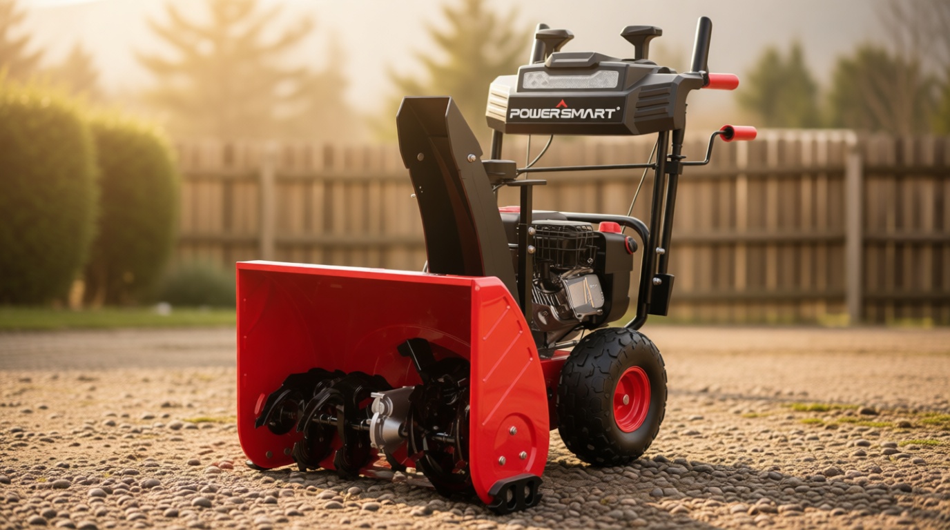 PowerSmart 24-Inch Self-Propelled Two-Stage Gas Snow Blower with 208cc B&S Engine, Electric Start, 13-Inch Snow Tires, Handle Warmer, and LED Lights