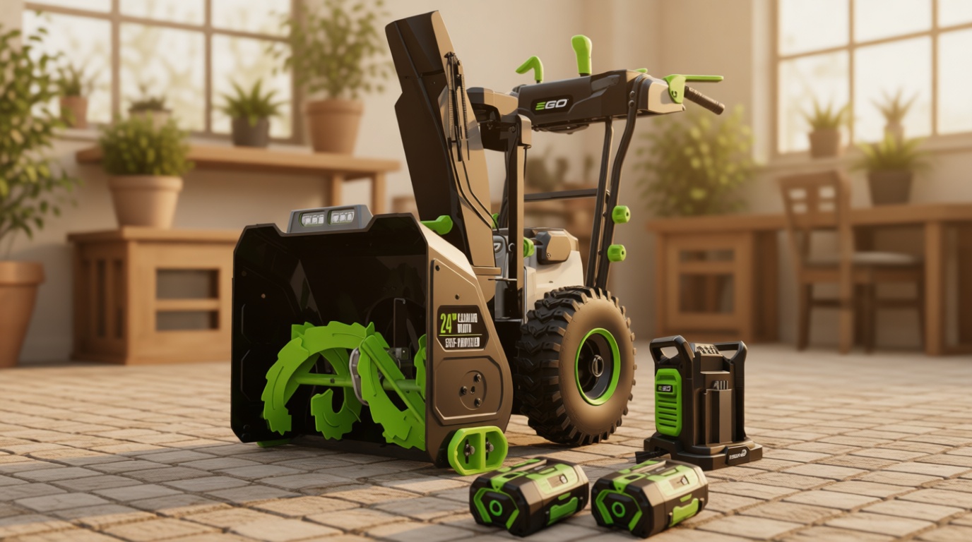 EGO SNT2405 24" Cordless Snow Blower Kit, Self Propelled, w/ 2 7.5Ah Batteries