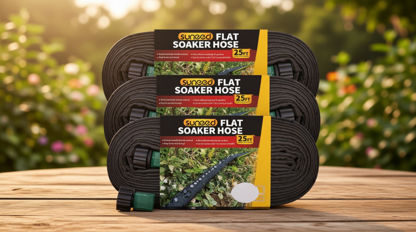 4 Pack Flat Soaker Hose 25FT for Garden Beds, Lightweight Drip Soaker Hose 100 ft for Foundation Watering of Plants – Garden Sprinkler Soaker Hoses with Heavy Duty & Easy to Install (25ftx4)