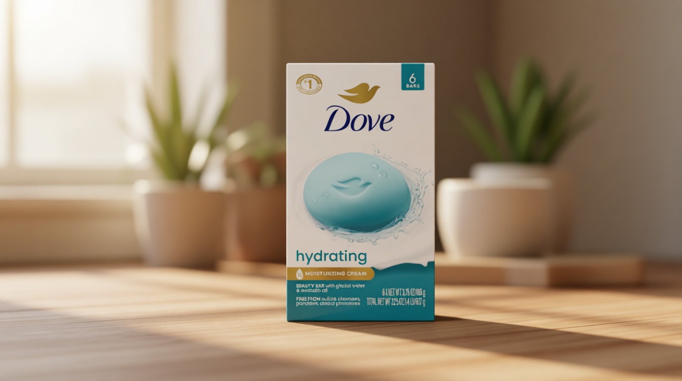 Dove Beauty Bar 6 Pack Hydrating with Glacial water & Avocado oil Cleanses & Hydrates 3.75 Oz