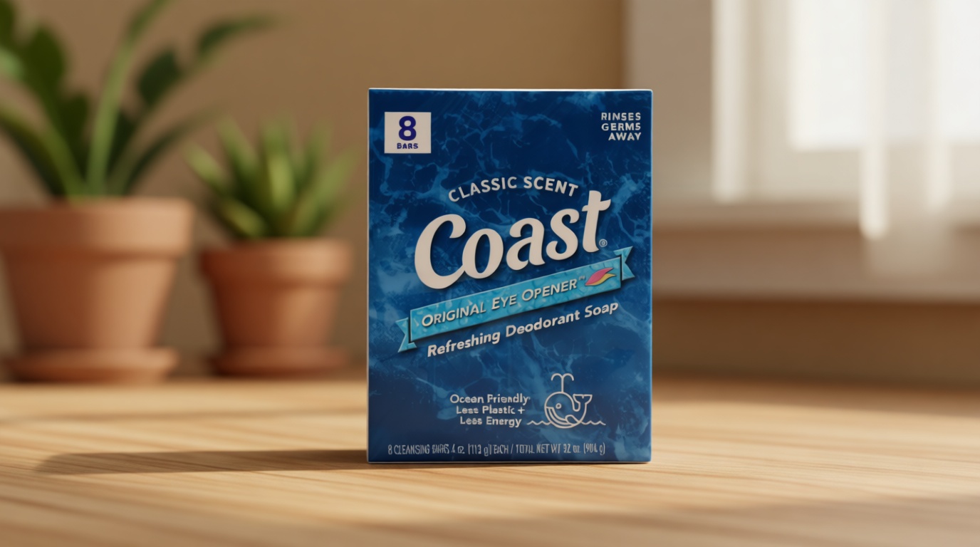 Coast Refreshing Deodorant Soap - Bar Soap with Thick Rich Lather - Clean Rinsing Formula for Fresh, Non-Dry Skin - Classic Scent - 8 x 4 oz