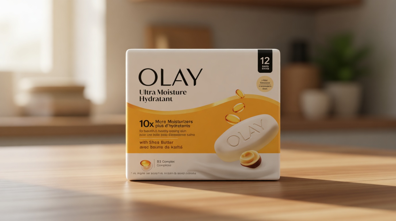 Olay Beauty Bar, Ultra Moisture,10x More Moisturizers, Nourishing Conditioners, Smooth & Gentle on Skin, Vitamin B3 Complex, For All Skin Types, Shea Butter Scent, 3.17 oz, (Pack of 12) [Amazon-developed Certification] Compact by Design