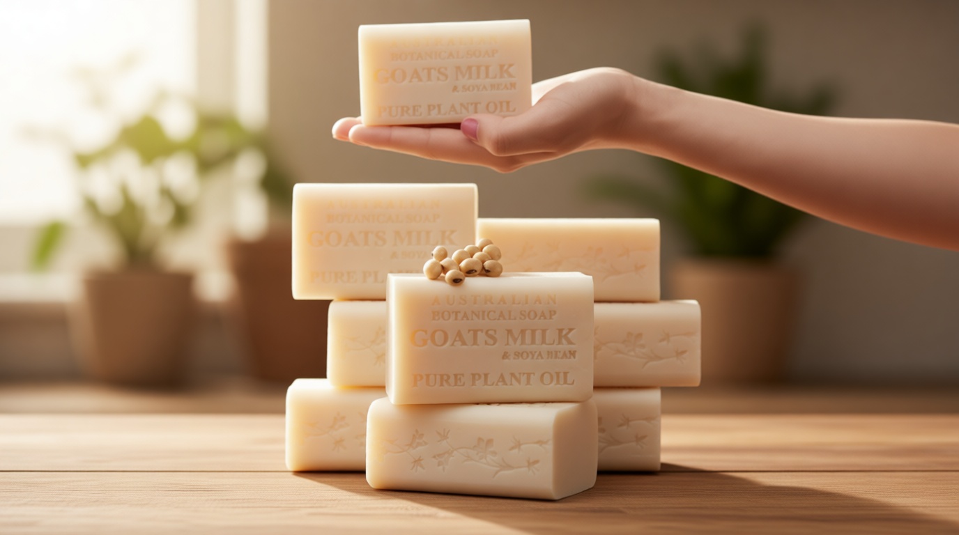 Australian Botanical Soap 6.6 OZ, Pack of 8, Goat Milk Soap Bars with Soya Bean Oil, Enriched with Organic Shea Butter, Suitable for All Skin Types, Packaging May Vary