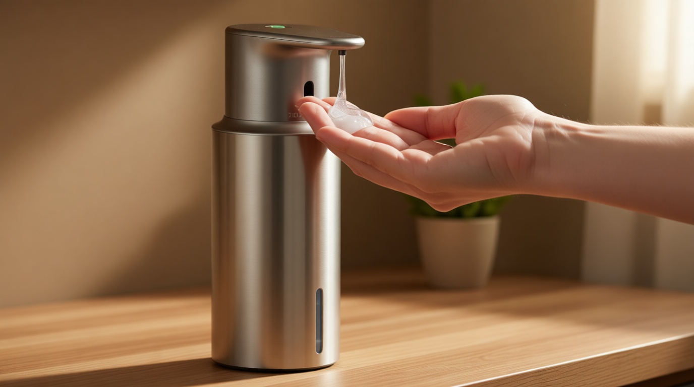Automatic Liquid Soap Dispenser Touchless, 304 Stainless Steel Bottle Body &16.2oz/480ml Rechargeable, 3 Adjustable Liquid Levels, IPX7 Waterproof, for Kitchen Bathroom, Stainless Steel