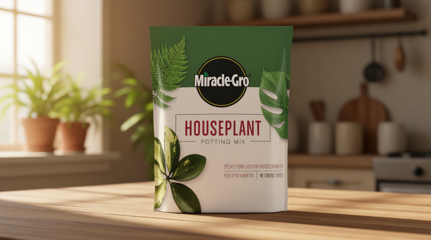 Miracle-Gro Houseplant Potting Mix - Fertilized Indoor Plant Soil for Containers, Designed to be Less Prone to Gnats, 4 qt.