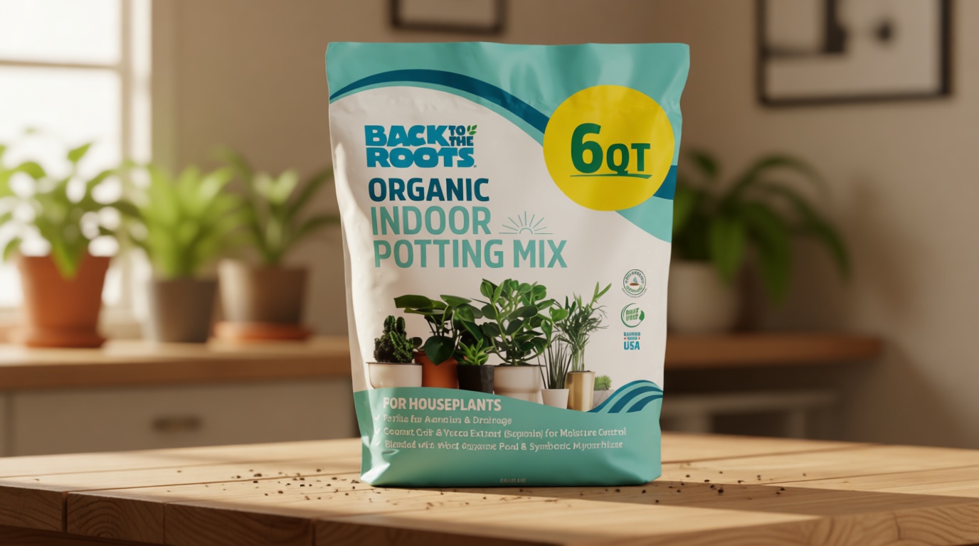 Back to the Roots 100% Organic Indoor Potting Mix (6 Quart), Promotes Healthy Houseplant Growth, Made in The USA