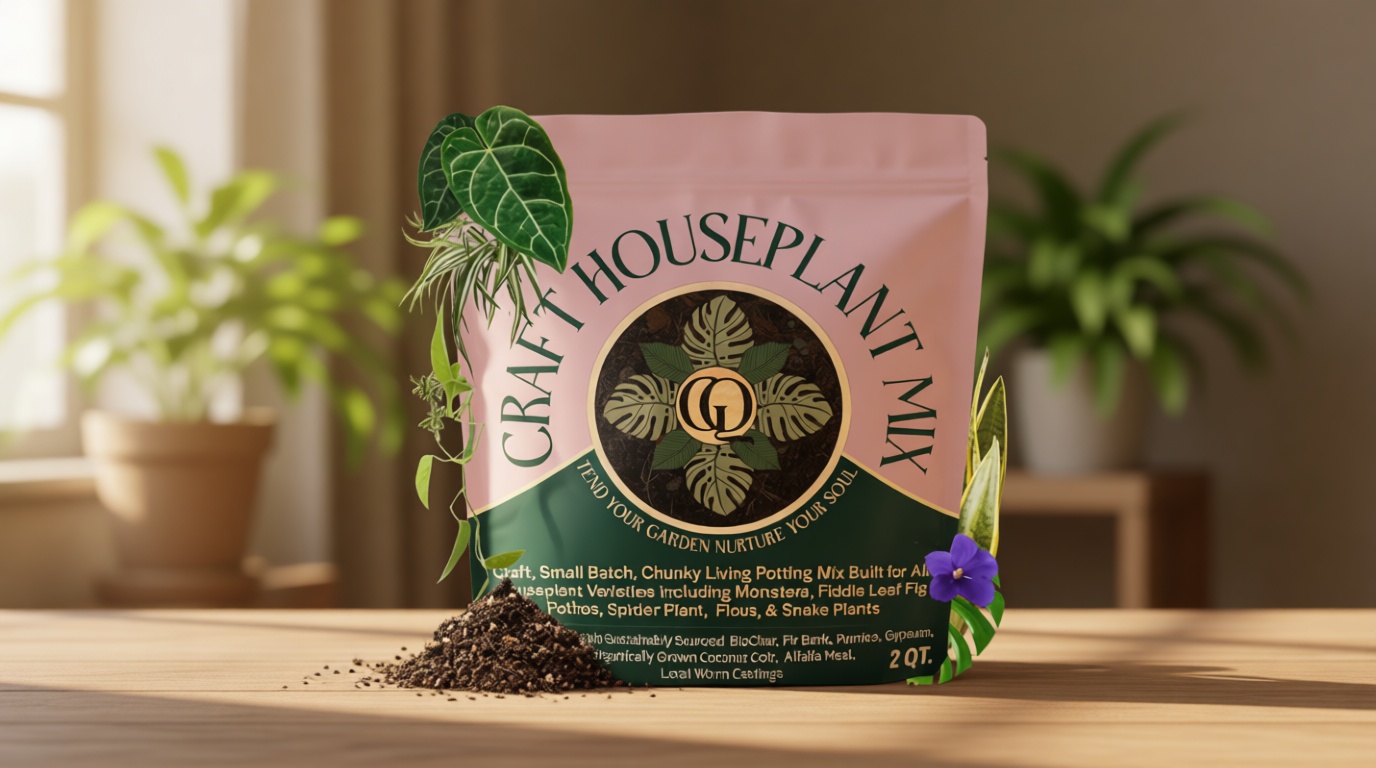 Craft Organic Houseplant Potting Mix, Elite House Plant Soil, Chunky, Well Draining Potting Soil for All Indoor Plants, Tropical Plants & Flowers, Sustainable & Peat Free, Less Prone to Gnats, 2QT